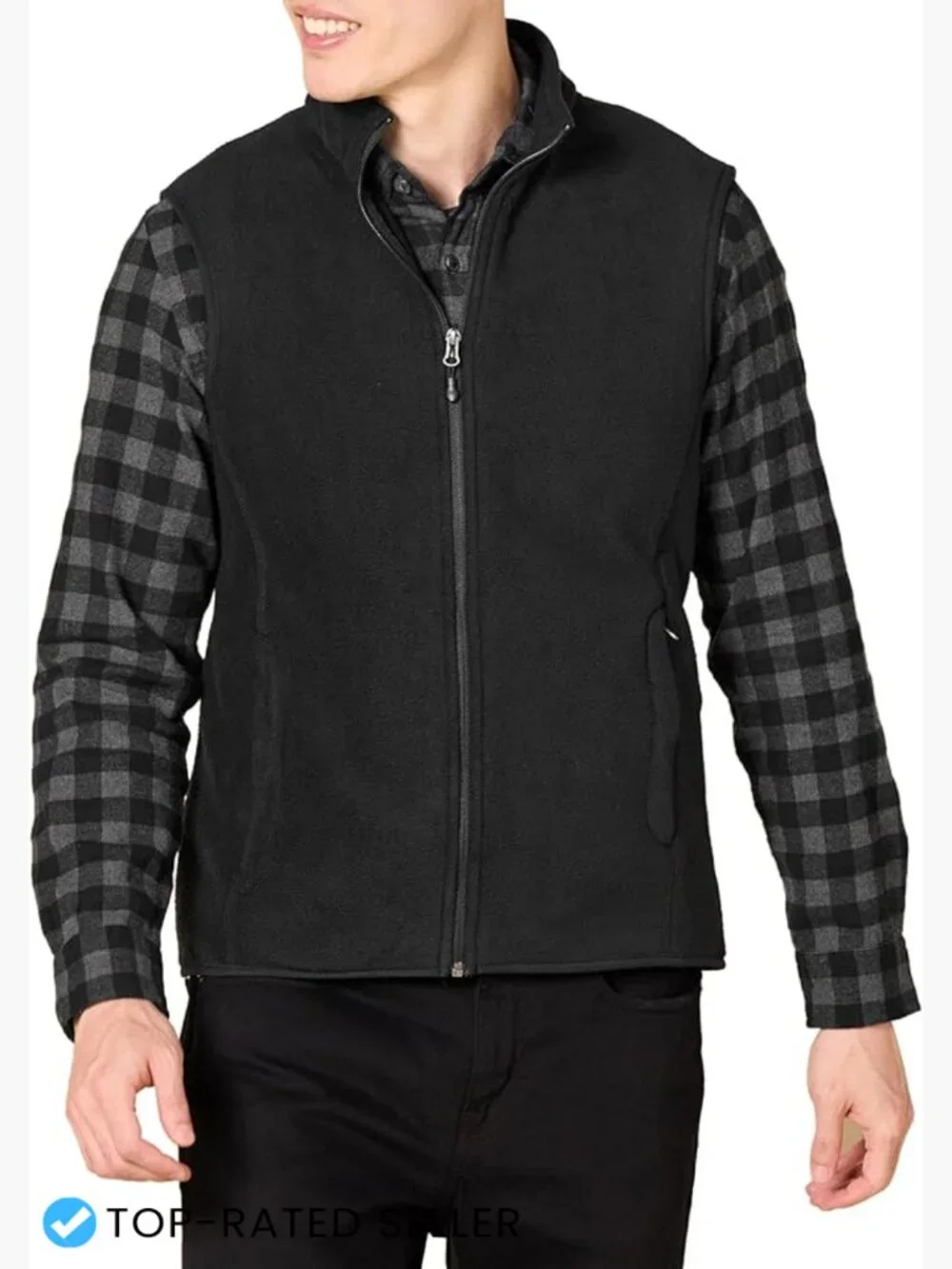 Men's Full-Zip Polar Fleece Insulated Vest Classic Warm Cozy Layering Essential
